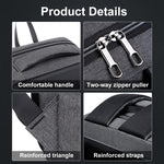 Großvolumiger Passwort-geschützter Diebstahlsicherer Laptop-Rucksack mit USB-Anschluss, 16 Zoll