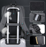 Großvolumiger Passwort-geschützter Diebstahlsicherer Laptop-Rucksack mit USB-Anschluss, 16 Zoll