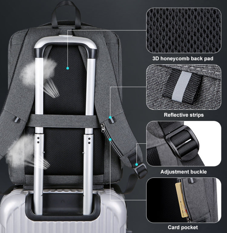 Großvolumiger Passwort-geschützter Diebstahlsicherer Laptop-Rucksack mit USB-Anschluss, 16 Zoll