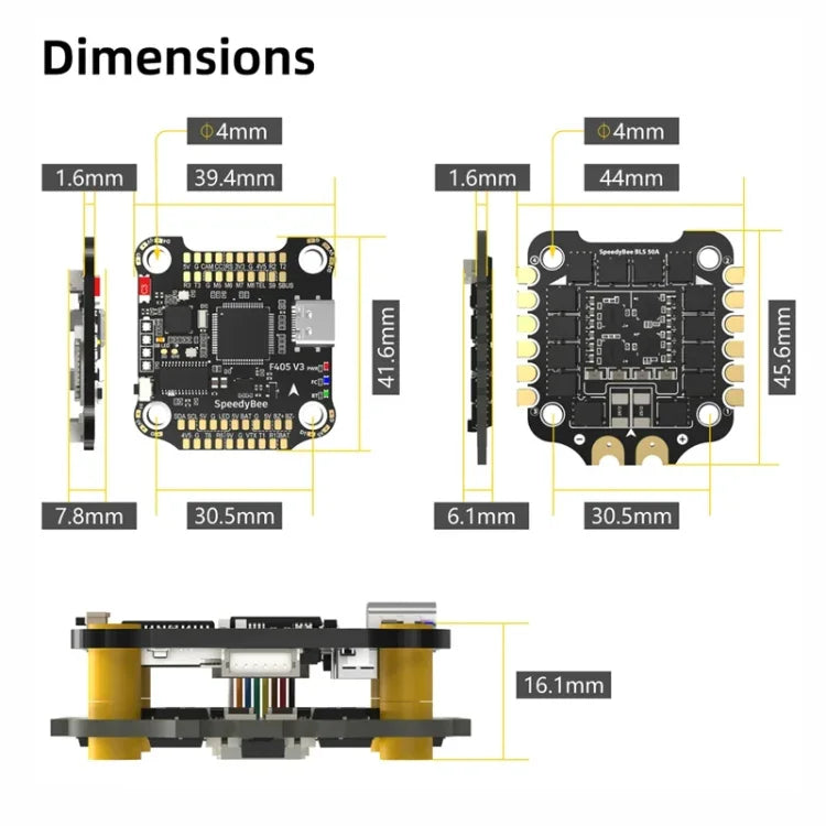 3-6S Lipo-Barometer für RC-Drohnen, SpeedyBee BLS 50A 4-in-1 ESC