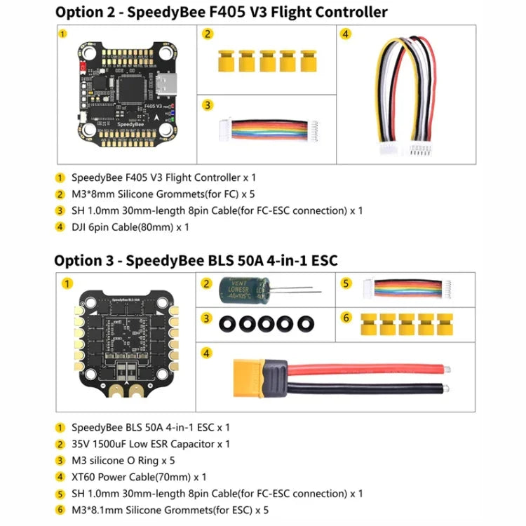 3-6S Lipo-Barometer für RC-Drohnen, SpeedyBee BLS 50A 4-in-1 ESC