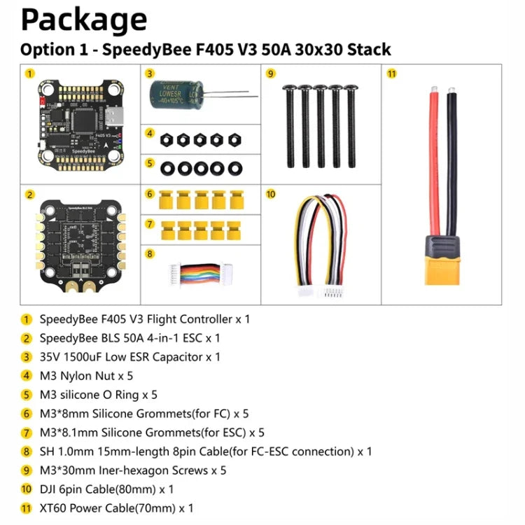 3-6S Lipo-Barometer für RC-Drohnen, SpeedyBee BLS 50A 4-in-1 ESC