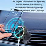 Magsafe 15W Magnetic Colorful Light Wireless Charging Mobile Phone Holder, A9 Air Outlet Dark Gray, A9 Adhesive Dark Gray