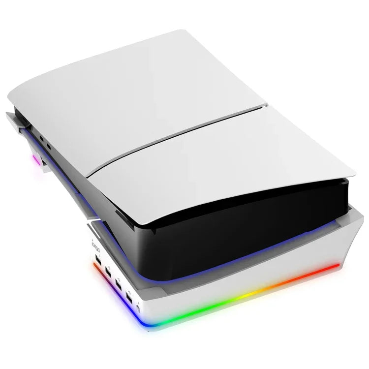 IPEGA PG-P5S021 RGB-Lichthost mit horizontalem Ständer und 4 USB-Hubs für Sony PS5 Slim, Weiß