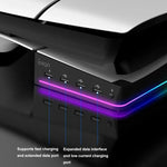 IPEGA PG-P5S021 RGB-Lichthost mit horizontalem Ständer und 4 USB-Hubs für Sony PS5 Slim, Weiß