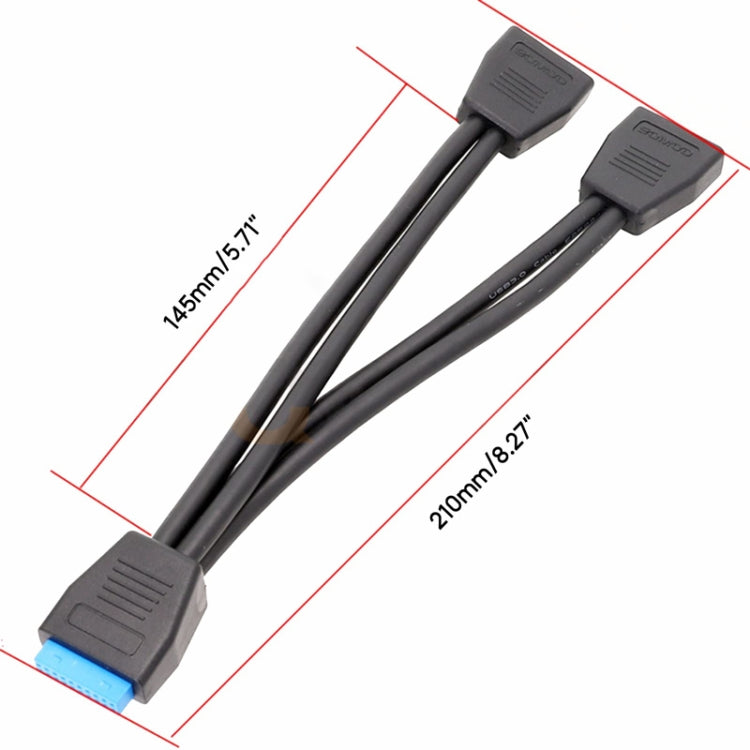 Computer-Motherboard 19-Pin USB3.0 Ein-zu-Zwei Verlängerungskabel, 21cm 19Pin