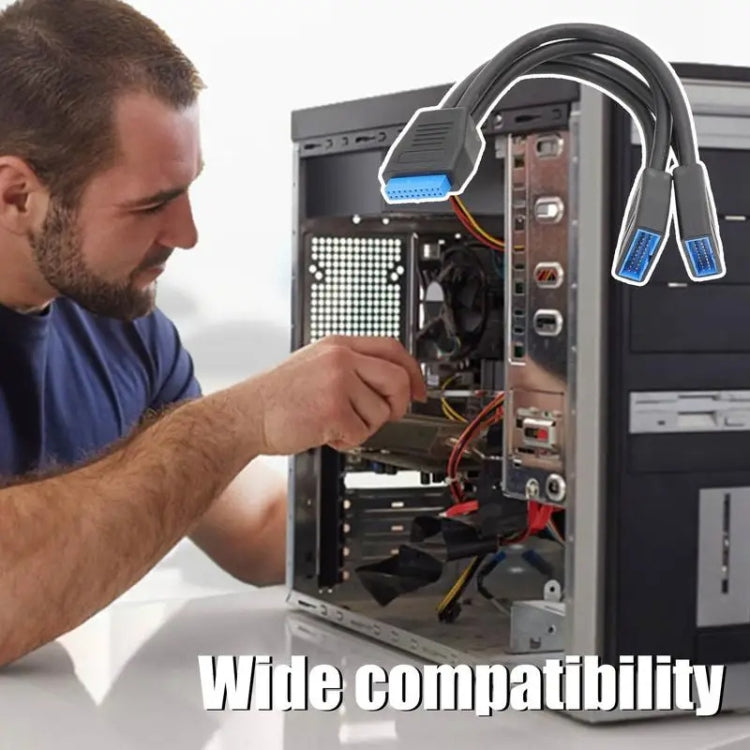 Computer-Motherboard 19-Pin USB3.0 Ein-zu-Zwei Verlängerungskabel, 21cm 19Pin