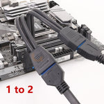 Computer-Motherboard 19-Pin USB3.0 Ein-zu-Zwei Verlängerungskabel, 21cm 19Pin