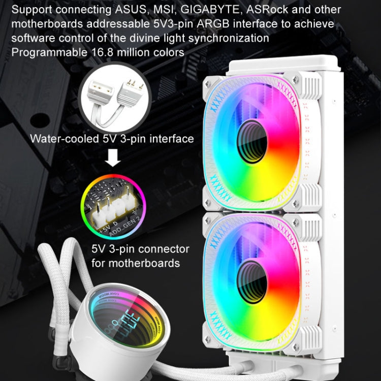 COOLMOON CM-YM-240T Digital ARGB Lens Edition Integrierter Wasserkühlungs-CPU-Kühler Temperaturanzeige CPU-Lüfter, CM-YM-240T