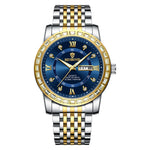 BINBOND B2202 Diamant Dual-Kalender Leuchtende Quarzuhr, Inter-Gold-Blau, Inter-Gold-Grün, Inter-Gold-Schwarz, Inter-Gold-Weiß, Voll-Gold-Gold, Voll-Gold-Schwarz, Weiß Stahl-Blau, Weiß Stahl-Schwarz, Weiß Stahl-Weiß, Schwarz Stahl-Schwarz-Weiß Nagel