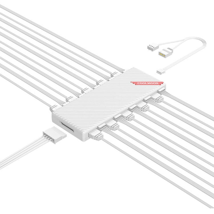 COOLMOON AM10 ARGB+PWM Dual 10 Ports Temperatursteuerungs-Splitter Gehäuselüfter 5V 3Pin HUB