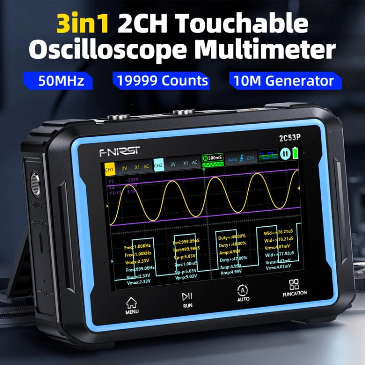 FNIRSI 2C53P Dual-Kanal Flachbildschirm Digitaloszilloskop Multimeter Signalgenerator 3 in 1, 2C53P