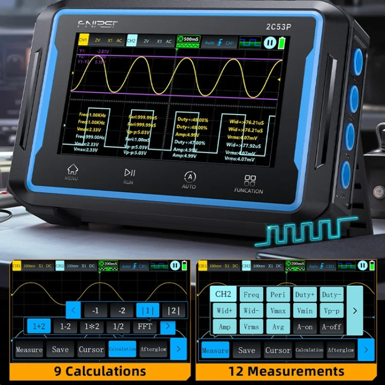 FNIRSI 2C53P Dual-Kanal Flachbildschirm Digitaloszilloskop Multimeter Signalgenerator 3 in 1, 2C53P