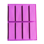 8 Gitter rechteckige Silikon-Handseifenform DIY Aromatherapie-Form, Hellblau, Lila, Pink