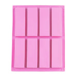 8 Gitter rechteckige Silikon-Handseifenform DIY Aromatherapie-Form, Hellblau, Lila, Pink
