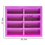 8 Gitter rechteckige Silikon-Handseifenform DIY Aromatherapie-Form, Hellblau, Lila, Pink