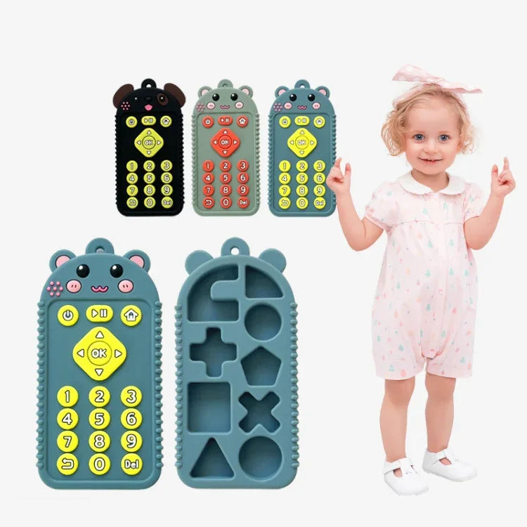 Cartoon-Fernbedienung Beißspielzeug Silikon Babybeißring für Neugeborene Kleinkinder Säuglinge, Welpe Schwarz, Welpe Blau, Welpe Grün, Hase Schwarz, Hase Blau, Hase Grün, Bär Schwarz, Bär Blau, Bär Grün
