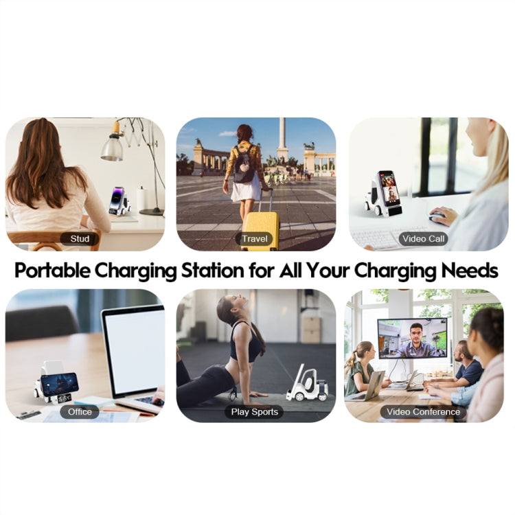 T20 5-in-1 Auto-förmiger Desktop-Wecker Wireless Charger mit Atmosphärenlicht, Weiß, Grau, Gelb, Orange