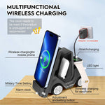 T20 5-in-1 Auto-förmiger Desktop-Wecker Wireless Charger mit Atmosphärenlicht, Weiß, Grau, Gelb, Orange
