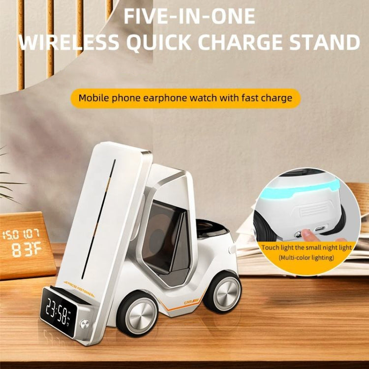 T20 5-in-1 Auto-förmiger Desktop-Wecker Wireless Charger mit Atmosphärenlicht, Weiß, Grau, Gelb, Orange