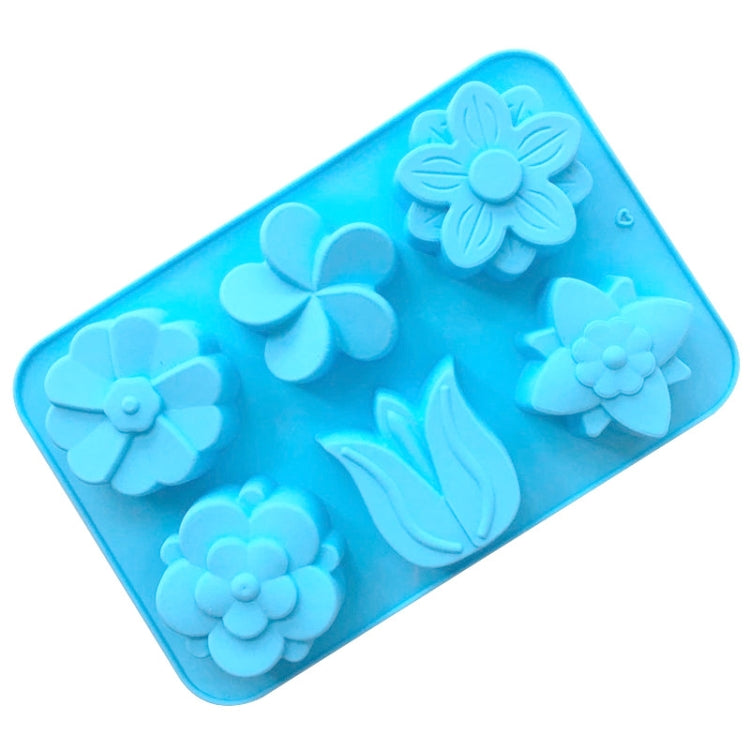 6 Gitter Blumen Silikon Backform Kuchenformen DIY Handgemachte Seifenform, 6 Gitter Blumen