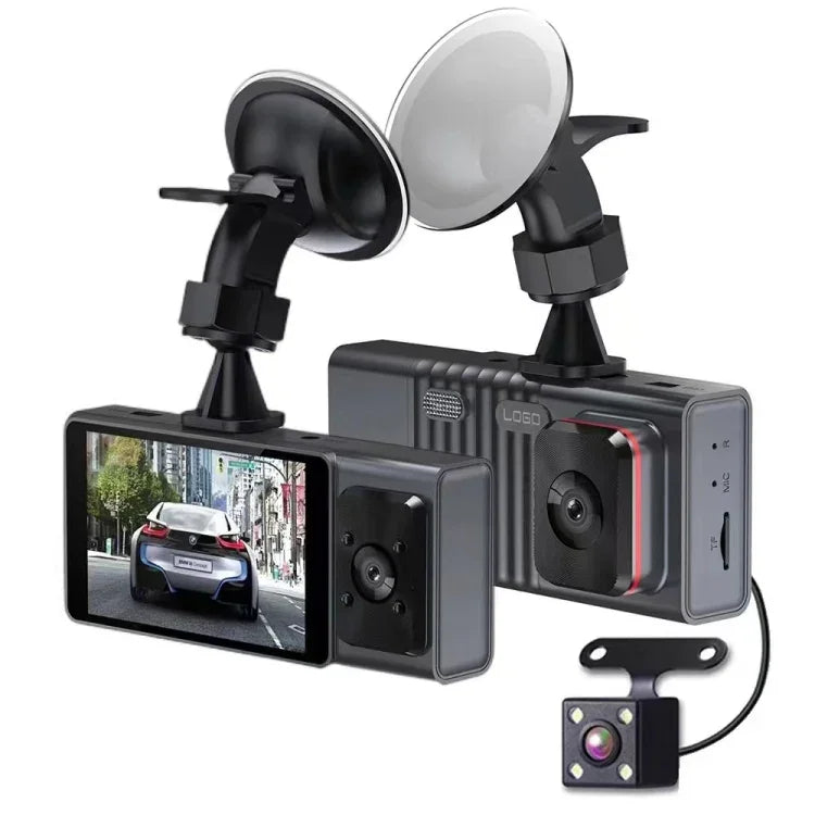3 Kameraobjektiv 3-Zoll-IPS-Bildschirm WiFi Auto Dashcam 1080P Nachtsicht-Dashcam für Autos, 32G, 64G
