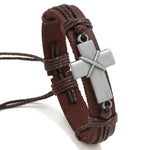 Personalisierte Vintage Geflochtenes Lederarmband Einfaches Herausziehbares Verstellbares Kreuzarmband