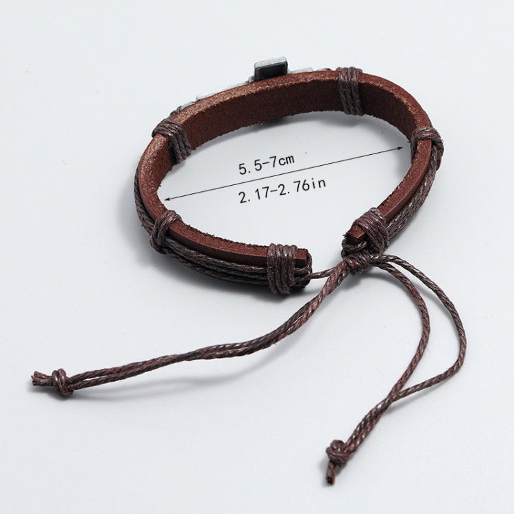 Personalisierte Vintage Geflochtenes Lederarmband Einfaches Herausziehbares Verstellbares Kreuzarmband