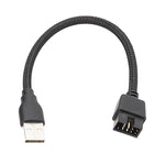 USB-A Stecker zu 9-Pin Motherboard Eingebauter RGB Daten-zu-externem U-Port Adapterkabel, USB-A Stecker zu 9Pin