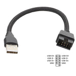 USB-A Stecker zu 9-Pin Motherboard Eingebauter RGB Daten-zu-externem U-Port Adapterkabel, USB-A Stecker zu 9Pin