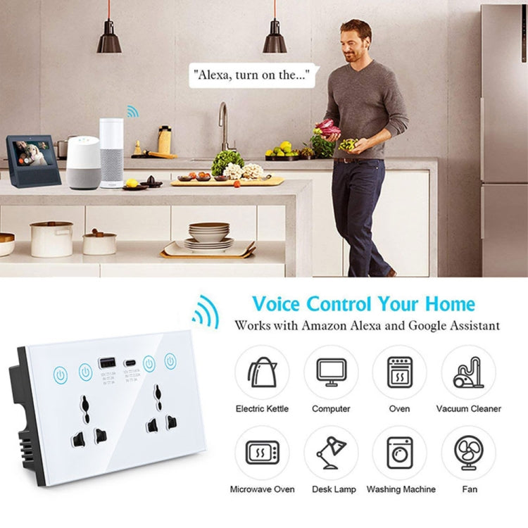 Graffiti Intelligente Steckdose mit Schalter USB+Type-C Dual-Port Fernsteuerung Steckdose, UK Stecker, Wifi Weiß, Wifi Schwarz, ZigBee Weiß, ZigBee Schwarz