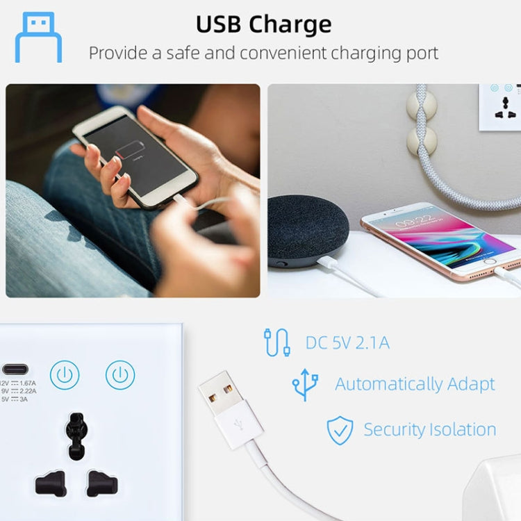 Graffiti Intelligente Steckdose mit Schalter USB+Type-C Dual-Port Fernsteuerung Steckdose, UK Stecker, Wifi Weiß, Wifi Schwarz, ZigBee Weiß, ZigBee Schwarz