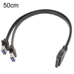 Motherboard USB3.0 Frontpanel-Kabel 19Pin zu Doppelport A Weiblich Daten-Flachkabel, 30cm, 50cm, 80cm