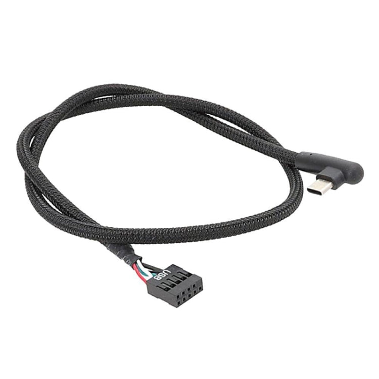 Motherboard USB 9Pin zu Type-C Winkel-Datenkabel Geflochtenes Netzwerkkabel, 60cm Winkel