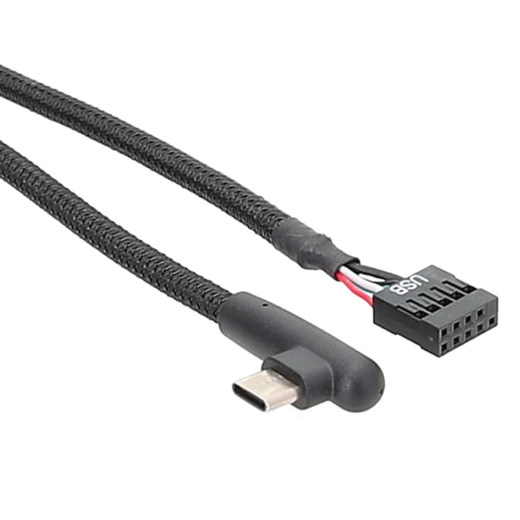 Motherboard USB 9Pin zu Type-C Winkel-Datenkabel Geflochtenes Netzwerkkabel, 60cm Winkel