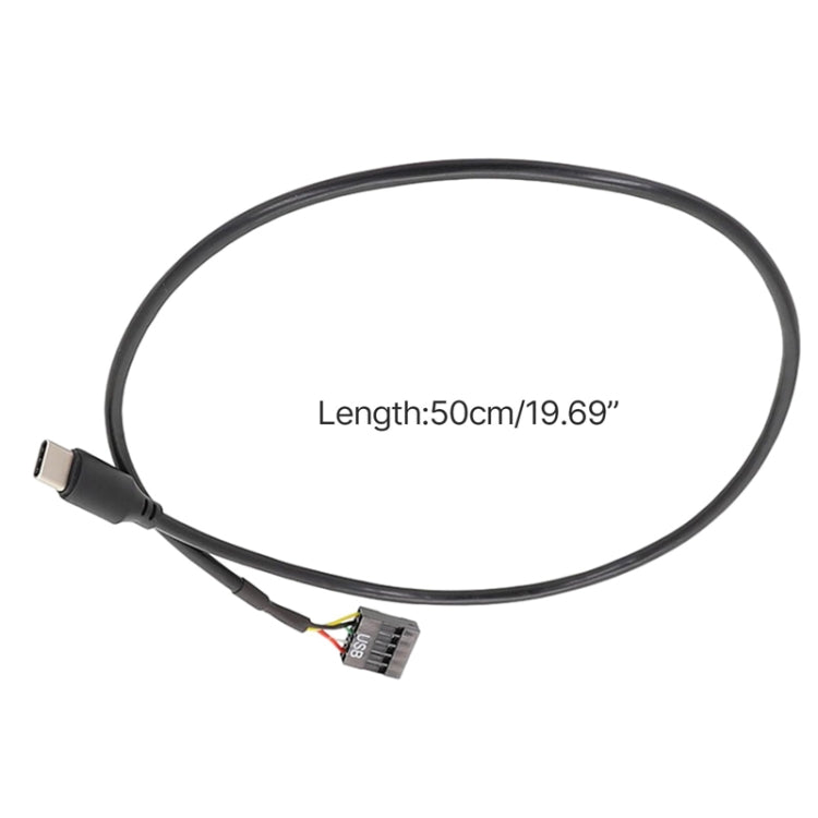 Motherboard USB 9Pin zu Type-C Gerade Daten Doppelgeschirmtes Kabel, 50cm Gerade