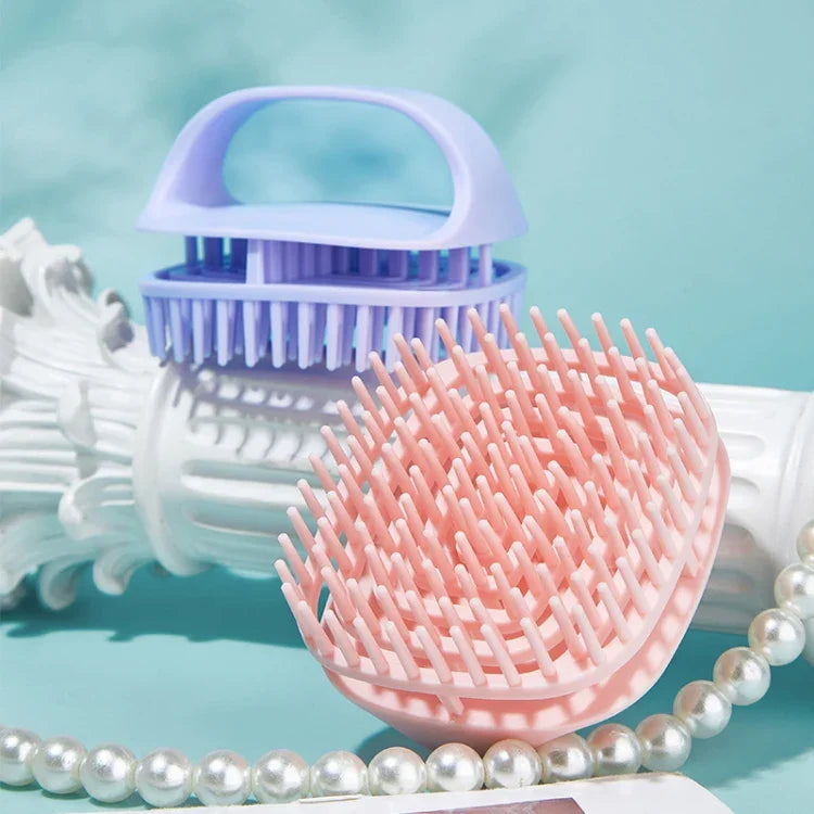 Silikon-Shampoobürste, Reinigungsbürste für die Kopfhaut, Massagebürste, Nass- und Trockenshampoo-Kamm
