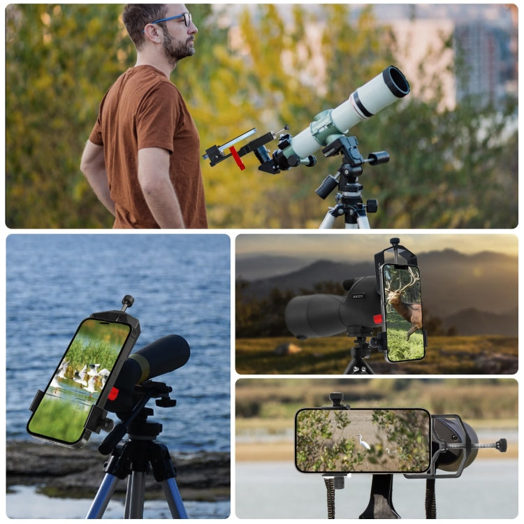 Tridaptor Digiscoping Adapter 3-Achsen-Teleskop-Handyhalterung für Fernglas Monokular Mikroskop, ohne Bluetooth