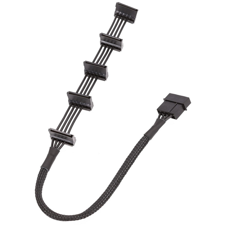18AWG Großes 4-Pin Sleeve Raster 1-zu-5 SATA Festplattenkäfig-Kabel, 40cm 4Pin 1-zu-5
