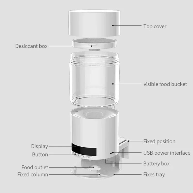 USB-Direktstecker/Batterie-Doppelfunktion Automatische Fischfutterspender Zeitschaltuhr Dosierer, O2