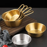 304 Edelstahl Gewürzschale Restaurant Reiswein Snack Servierflasche, 10,5 cm mit Griff Silber, 12 cm mit Griff Silber, 13 cm mit Griff Silber, 14 cm mit Griff Silber, 17 cm mit Griff Silber, 10,5 cm mit Griff Gold, 12 cm mit Griff Gold