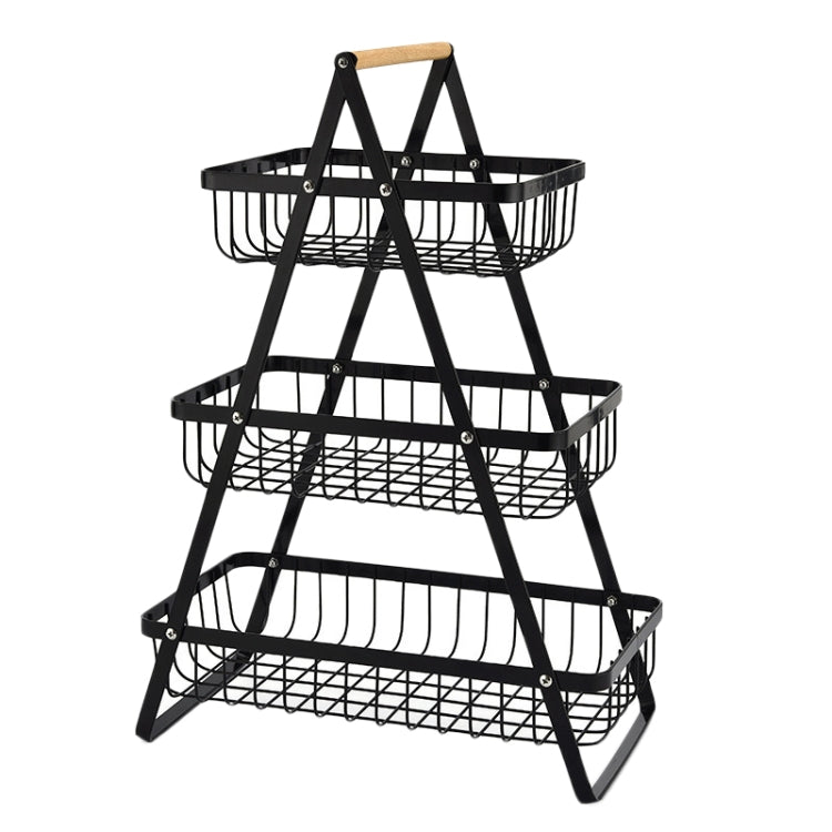 3-stöckiger tragbarer Obstkorb, abnehmbar, für Wohnzimmer, Küche, Brot, Snacks, Aufbewahrungskorb, Schwarz, Weiß, Grau