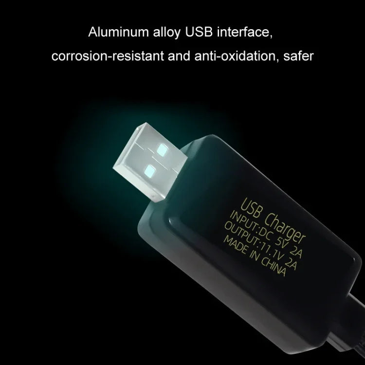 11,1 V 2 A 3S Lithium-Akku-USB-Ladegerät mit Leuchte, 4-poliger Stecker
