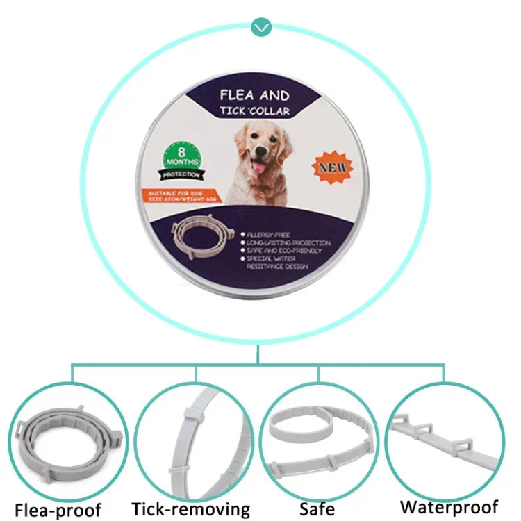 Floh- und Zeckenhalsband für Hunde und Katzen mit Aluminiumetui, 72 cm Grau, 72 cm Orange, 72 cm Blau, 38 cm Orange, 38 cm Rosa, 38 cm Blau