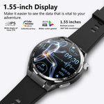 F200 Smartwatch mit EKG-Funktion, Blutzuckermessung, 1,55-Zoll-Runddisplay, erhältlich in: Schwarz (Silikon), Schwarz (Leder), Schwarz-Braun (Leder), Schwarz (Milan), Schwarz (3-Perlen-Edelstahl), Schwarz (Bambus), Schwarz-Grau (Silikon)