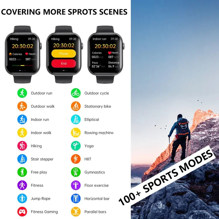 F70 Smartwatch mit 2,1-Zoll-Bildschirm, Blutzucker-/Blutsauerstoffmessung, SOS-Alarm und über 100 Sportmodi