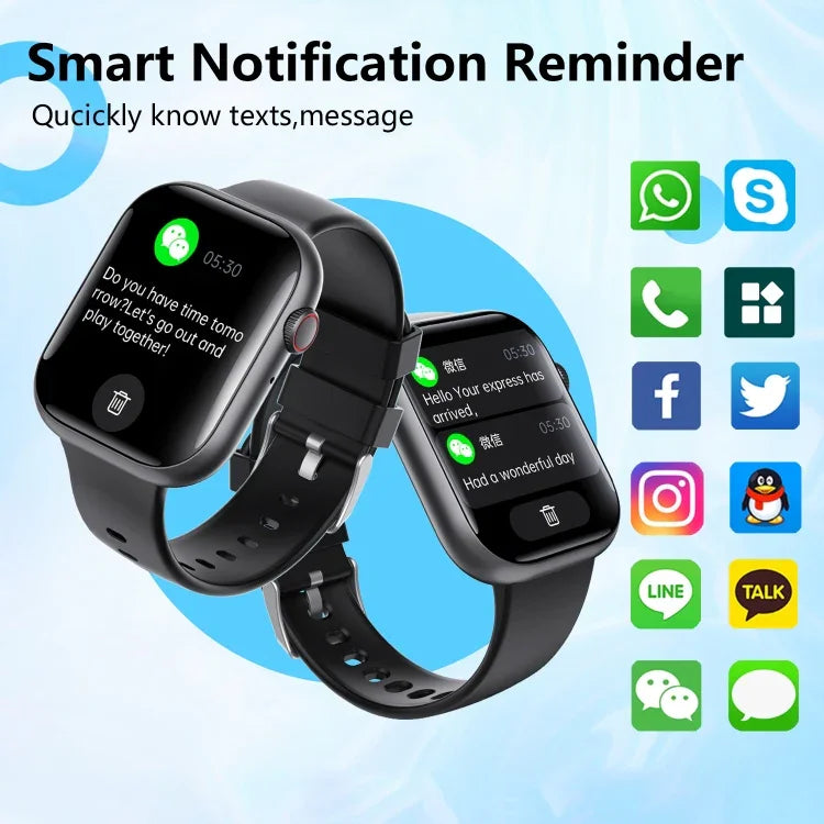 F70 Smartwatch mit 2,1-Zoll-Bildschirm, Blutzucker-/Blutsauerstoffmessung, SOS-Alarm und über 100 Sportmodi