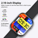 F70 Smartwatch mit 2,1-Zoll-Bildschirm, Blutzucker-/Blutsauerstoffmessung, SOS-Alarm und über 100 Sportmodi