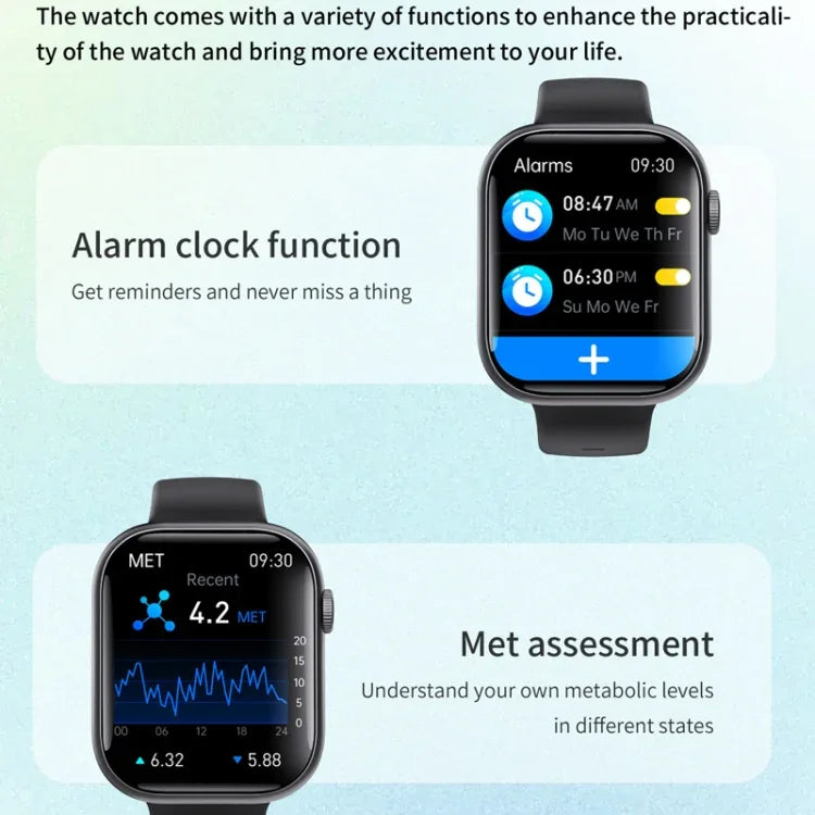 F70 Smartwatch mit 2,1-Zoll-Bildschirm, Blutzucker-/Blutsauerstoffmessung, SOS-Alarm und über 100 Sportmodi