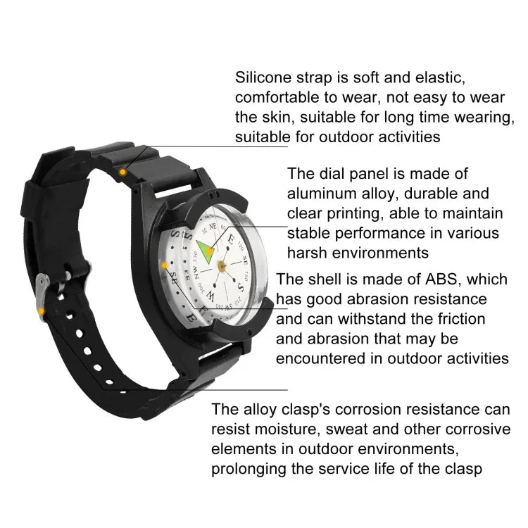 Silikonarmband Wasserdichter tragbarer Outdoor-Kompass im Armbanduhr-Stil, P304